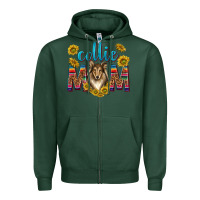 Sports Green western collie mom Zipper Hoodie - texasbilliewilder
