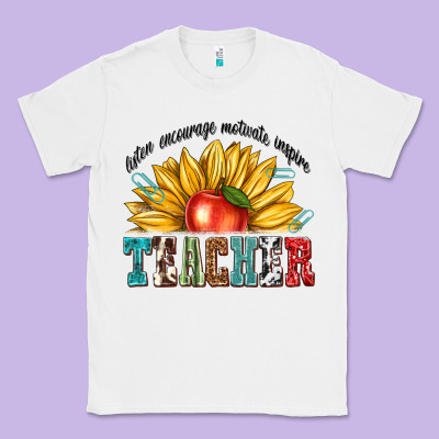 Classic Tee teacher with sunflower