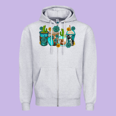 Gemstone Coffee Cups Zipper Hoodie Designed By Zillion Design Studio
