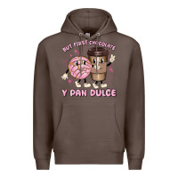 Coffee but first chocolate y pan dulce Premium Hoodie - MaliasSmallBusiness