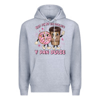 Heather Grey but first chocolate y pan dulce Premium Hoodie - MaliasSmallBusiness