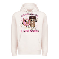 Pale Pink but first chocolate y pan dulce Premium Hoodie - MaliasSmallBusiness