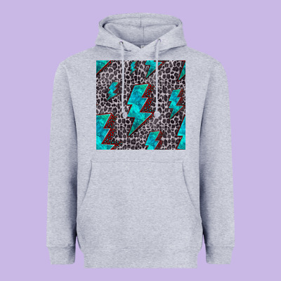 Turquoise Lightning Bolt Seamless Pattern Heavyweight Hoodie Designed By Hra Design Shop