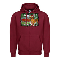 Burgundy merry and bright  dachshund with farm Zipper Hoodie - RanaPortraitStore