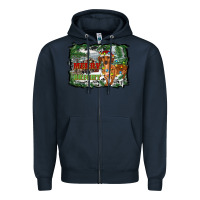 Navy merry and bright  dachshund with farm Zipper Hoodie - RanaPortraitStore