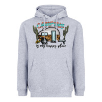 Heather Grey camping is my happy place Heavyweight Hoodie - CowhideDigitalArt