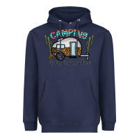 Navy camping is my happy place Heavyweight Hoodie - CowhideDigitalArt