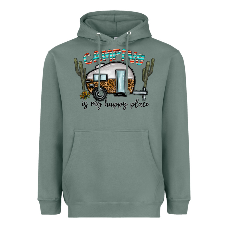 Camping Is My Happy Place Heavyweight Hoodie by CowhideDigitalArt | Teevron