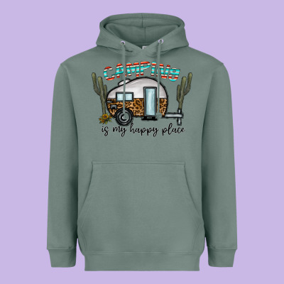 Camping Is My Happy Place Heavyweight Hoodie Designed By Cowhidedigitalart