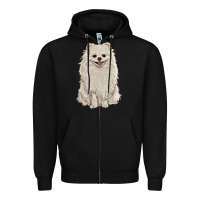 Black white pomeranian Zipper Hoodie - RanaPortraitStore