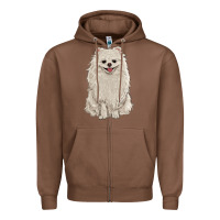Chestnut white pomeranian Zipper Hoodie - RanaPortraitStore