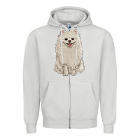Dove Grey white pomeranian Zipper Hoodie - RanaPortraitStore