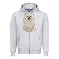 Heather Grey white pomeranian Zipper Hoodie - RanaPortraitStore
