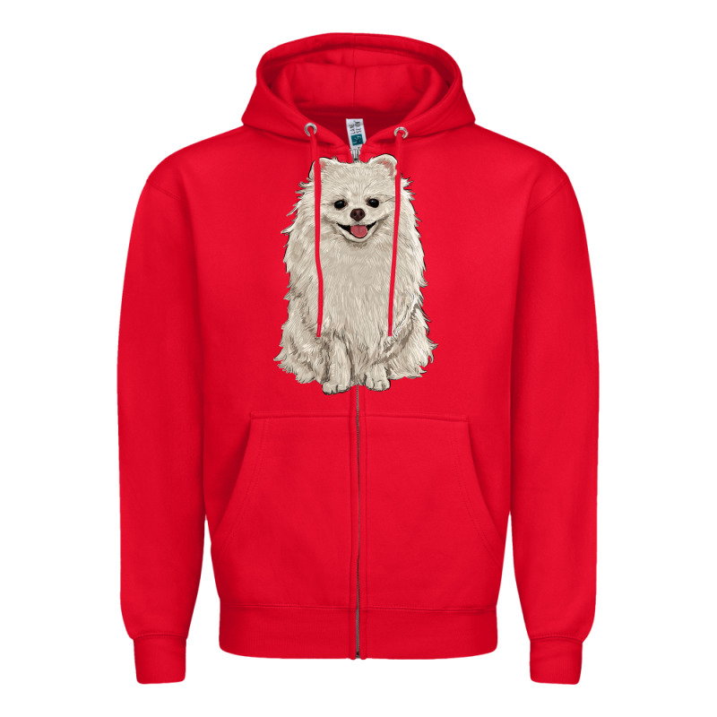 White Pomeranian Zipper Hoodie by RanaPortraitStore | Teevron