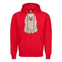 Red white pomeranian Zipper Hoodie - RanaPortraitStore