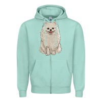 Seafoam white pomeranian Zipper Hoodie - RanaPortraitStore
