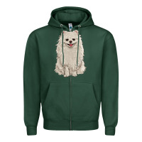 Sports Green white pomeranian Zipper Hoodie - RanaPortraitStore