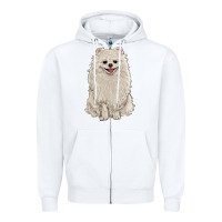 White white pomeranian Zipper Hoodie - RanaPortraitStore