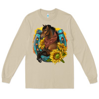 Mushroom western horse with horseshoe Long Sleeve Tee - texasbilliewilder
