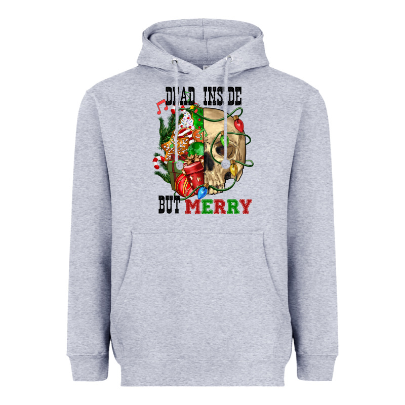 Dead İnside But Merry Human Skull Heavyweight Hoodie by FaDigitalArtStudio | Teevron