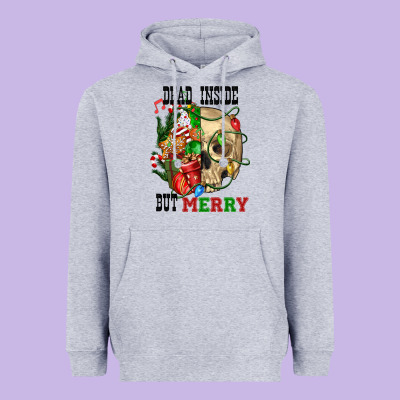 Dead İnside But Merry Human Skull Heavyweight Hoodie Designed By Fadigitalartstudio