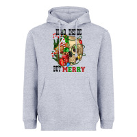 Heather Grey Dead İnside But Merry Human Skull Heavyweight Hoodie - FaDigitalArtStudio