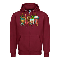 Burgundy cowgirl coffee cups Zipper Hoodie - Zillion Design Studio