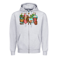 Heather Grey cowgirl coffee cups Zipper Hoodie - Zillion Design Studio
