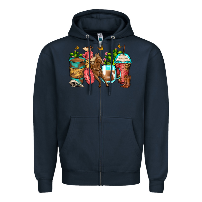Cowgirl Coffee Cups Zipper Hoodie by Zillion Design Studio | Teevron