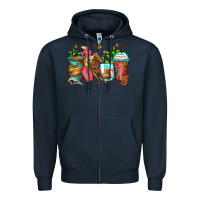 Navy cowgirl coffee cups Zipper Hoodie - Zillion Design Studio