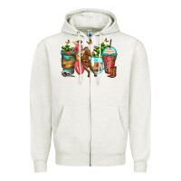 Oatmeal Heather cowgirl coffee cups Zipper Hoodie - Zillion Design Studio