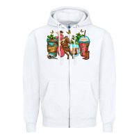 White cowgirl coffee cups Zipper Hoodie - Zillion Design Studio