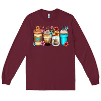 Burgundy flowers with coffee Long Sleeve Tee - Zillion Design Studio