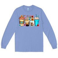 Colony Blue flowers with coffee Long Sleeve Tee - Zillion Design Studio