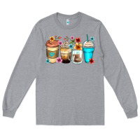 Heather Grey flowers with coffee Long Sleeve Tee - Zillion Design Studio