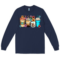 Navy flowers with coffee Long Sleeve Tee - Zillion Design Studio