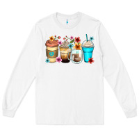 White flowers with coffee Long Sleeve Tee - Zillion Design Studio
