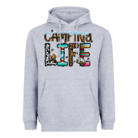 Heather Grey camping life Heavyweight Hoodie - CowhideDigitalArt