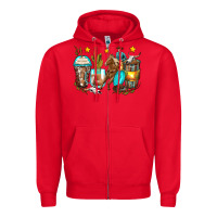 Red cowboy coffee cups Zipper Hoodie - Zillion Design Studio