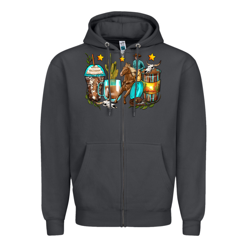 Cowboy Coffee Cups Zipper Hoodie by Zillion Design Studio | Teevron