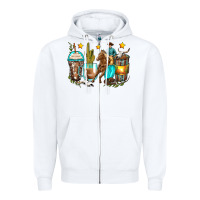 White cowboy coffee cups Zipper Hoodie - Zillion Design Studio