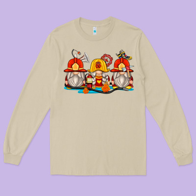Firefighter Gnomes Long Sleeve Tee Designed By Zillion Design Studio