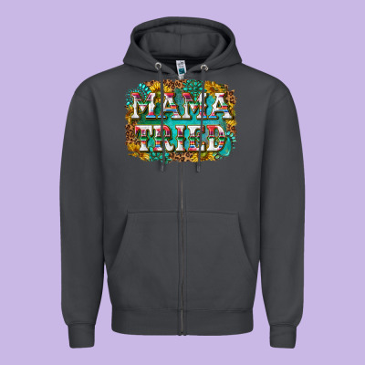 Western Mama Tried With Sunflowers And Gemstone Zipper Hoodie Designed By Texasbilliewilder
