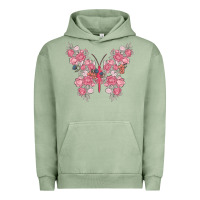 Pigment Oil Green floral butterfly Urban Hoodie - MaliasSmallBusiness
