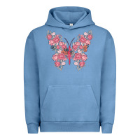 Pigment Pebble Blue floral butterfly Urban Hoodie - MaliasSmallBusiness