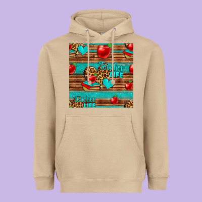 Teacher Life Seamless Pattern Heavyweight Hoodie Designed By Hra Design Shop