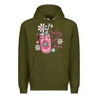 Army Green lucky girl drink Premium Hoodie - MaliasSmallBusiness
