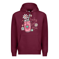 Burgundy lucky girl drink Premium Hoodie - MaliasSmallBusiness