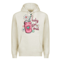 Oatmeal Heather lucky girl drink Premium Hoodie - MaliasSmallBusiness