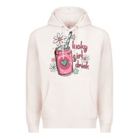 Pale Pink lucky girl drink Premium Hoodie - MaliasSmallBusiness